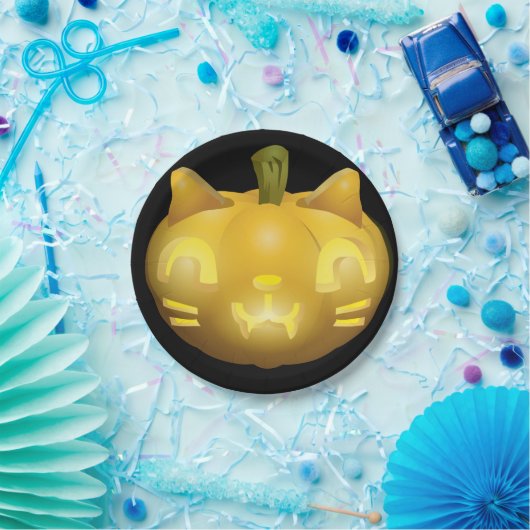 Cat Jack O Lantern Papieren Bordje (Feest)