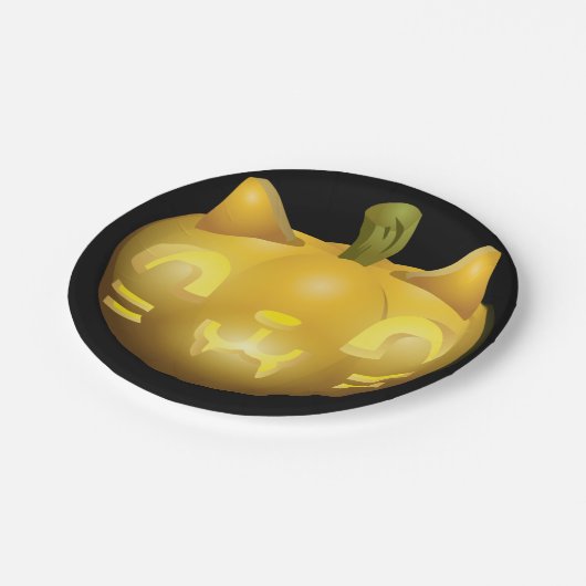 Cat Jack O Lantern Papieren Bordje (Gekanteld)