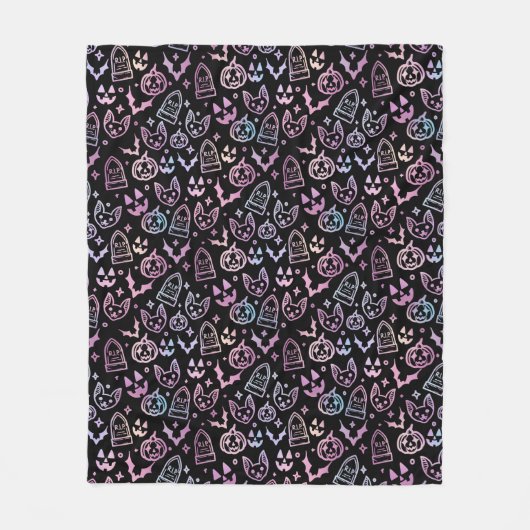 Cat Jack O'Lantern Pompoen Halloween Zwart Decor Fleece Deken (Voorkant)