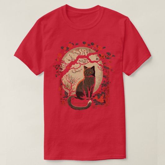 Cat Japan Style Funny Cat Gift Retro  Funny T-shirt (Design voorkant)