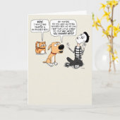 Cat Jealous of Mime's onzichtbare box Funny Birthd Kaart (Gele Bloem)