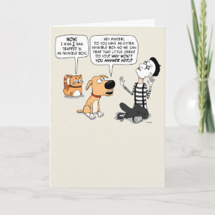 Cat Jealous of Mime's onzichtbare box Funny Birthd Kaart
