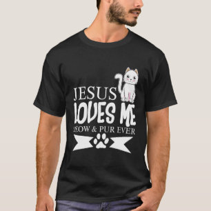 Cat Jesus houdt van me Meow Youth Christelijk T-shirt