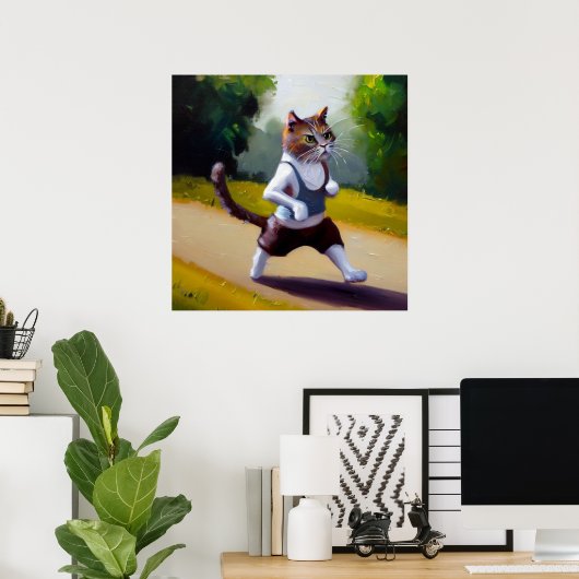 Cat jogging poster (Thuiskantoor)