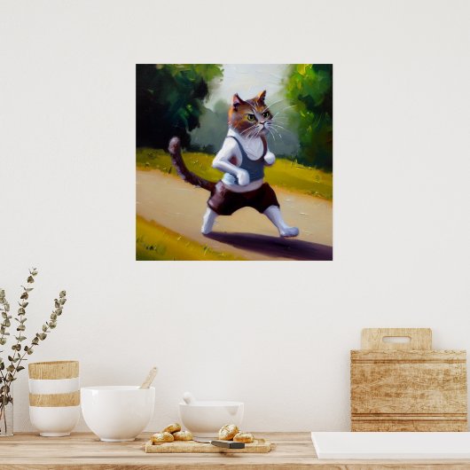 Cat jogging poster (Keuken)