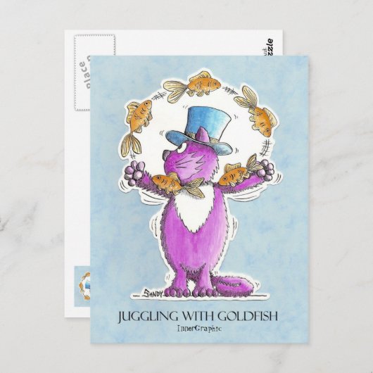 Cat Juggling met Goldfish close trim 22 2 2011... Briefkaart (Voorkant / Achterkant)