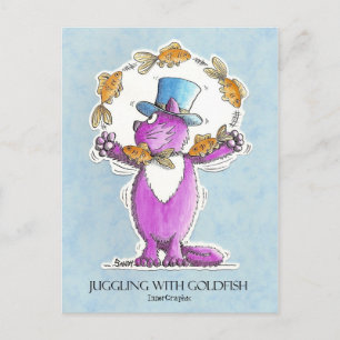 Cat Juggling met Goldfish close trim 22 2 2011... Briefkaart