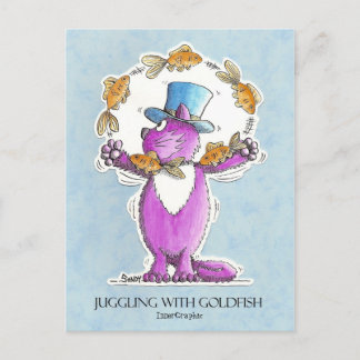 Cat Juggling met Goldfish close trim 22 2 2011... Briefkaart