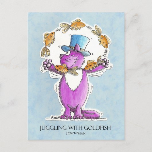 Cat Juggling met Goldfish close trim 22 2 2011... Briefkaart (Voorkant)