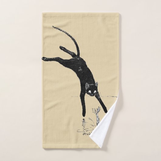 Cat Jumping in de Pond, Alexandre Steinlen Handdoek (Handdoek)