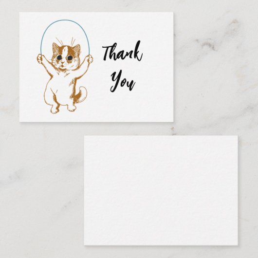 Cat Jumping Rope Hartelijk dank Notitiekaartje (Voorkant / Achterkant)