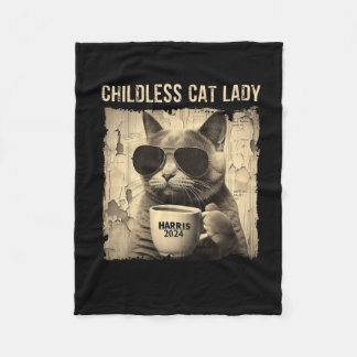 Cat Kamala 2024 Harris - Kinderloze Cat Lady Vinta Fleece Deken