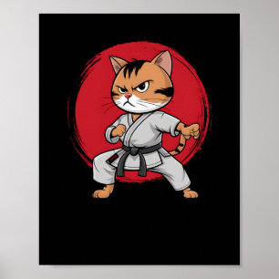 Cat Karate Comic Cartoon Japans voor Mannen Vrouwe Poster