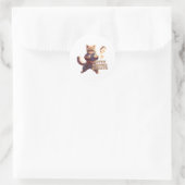 Cat Karate Theme Funny Caption Design Ronde Sticker (Tas)