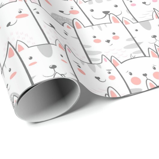 Cat Kat Cute Funny Pattern Cat Lover Cadeaupapier (Rol Hoek)