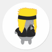 Cat Kawaii Hair Metal Band Zanger Ronde Sticker (Voorkant)