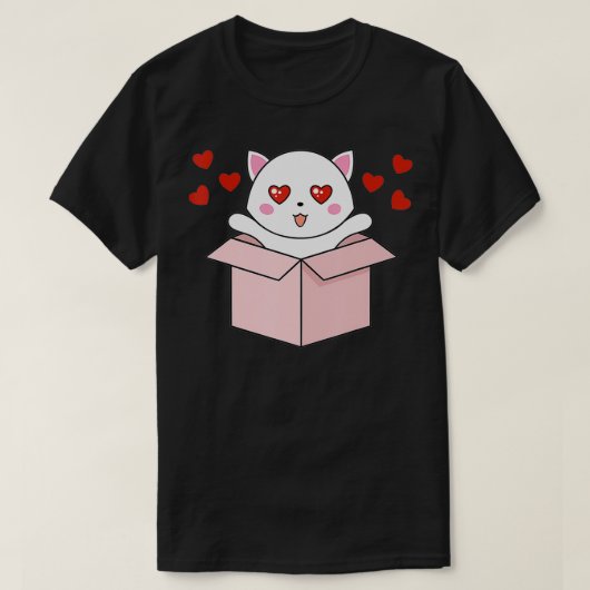 Cat Kawaii Valentijnsdag Cute Kitten Heart VDay P T-shirt (Design voorkant)