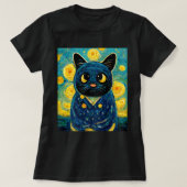 Cat Kawaii Van Gogh Sterrennacht Cat mam Kat Pap C T-shirt (Design voorkant)