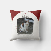 Cat Keepsake Pet 2 foto's Memorial bordeaux Kussen (Achterkant)