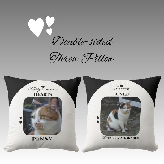 Cat Keepsake Pet 2 foto's Memorial zwart Kussen