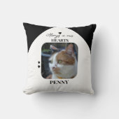 Cat Keepsake Pet 2 foto's Memorial zwart Kussen (Voorkant)