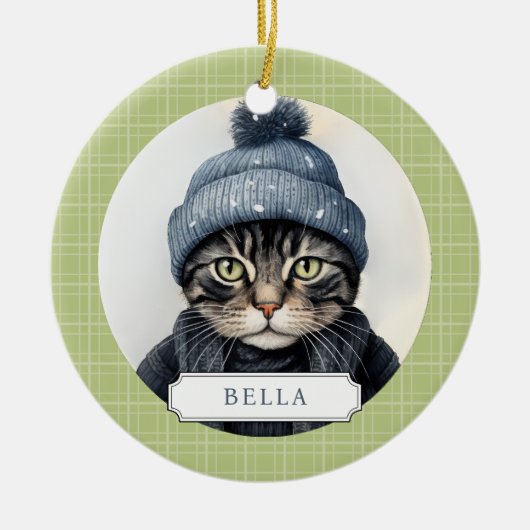 Cat keramische cirkel Ornament (Voorkant)