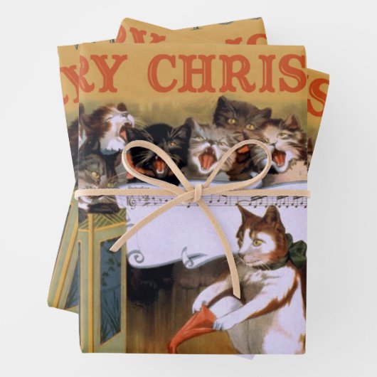 Cat kerstkeuir inpakpapier vel (In situ)