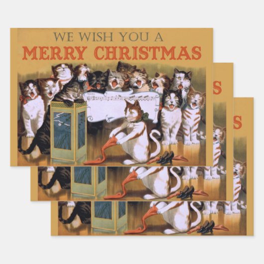 Cat kerstkeuir inpakpapier vel (Set)