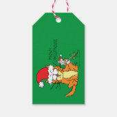 Cat Kerstmis Funny Cartoon Cute Mouse Cadeaulabel (Voorkant)