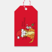 Cat Kerstmis Funny Cartoon Cute Mouse Cadeaulabel (Voorkant)