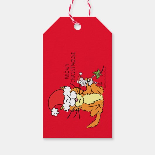 Cat Kerstmis Funny Cartoon Cute Mouse Cadeaulabel (Voorkant)