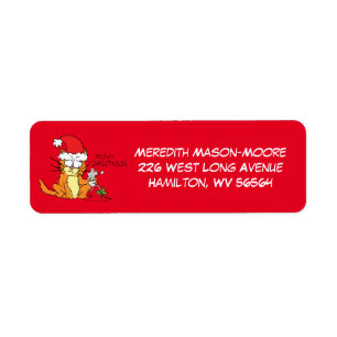 Cat Kerstmis Funny Cartoon Cute Mouse Etiket