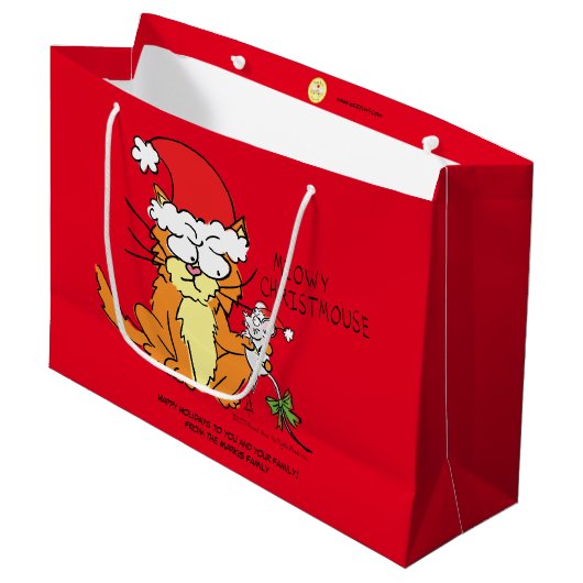 Cat Kerstmis Funny Cartoon Cute Mouse Groot Cadeauzakje (Voorkant Gekanteld)