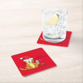 Cat Kerstmis Funny Cartoon Cute Mouse Kartonnen Onderzetters (Insitu)