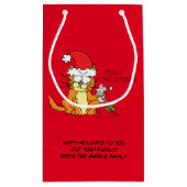 Cat Kerstmis Funny Cartoon Cute Mouse Klein Cadeauzakje (Achterkant)