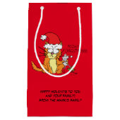 Cat Kerstmis Funny Cartoon Cute Mouse Klein Cadeauzakje (Voorkant)