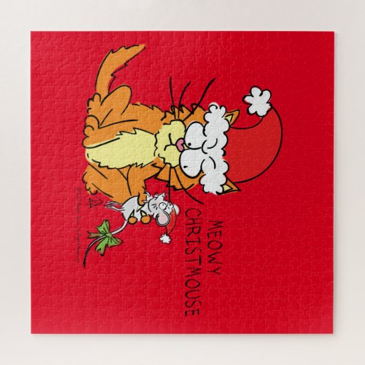 Cat Kerstmis Funny Cartoon Cute Mouse Legpuzzel (Horizontaal)