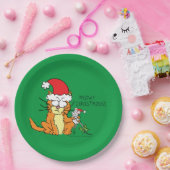 Cat Kerstmis Funny Cartoon Cute Mouse Papieren Bordje (Feest)