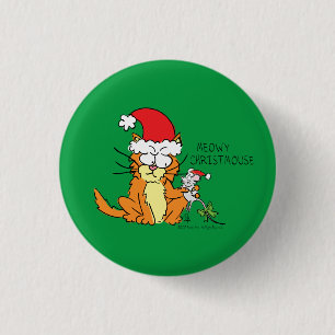 Cat Kerstmis Funny Cartoon Cute Mouse Ronde Button 3,2 Cm