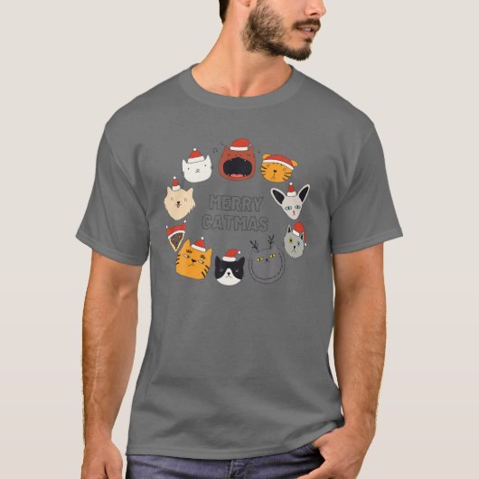 Cat Kerstmis Meowy Catmas - cadeau T-shirt (Voorkant)
