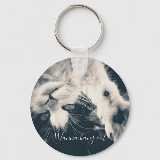 Cat keyring - want to hang out? sleutelhanger (Voorkant)
