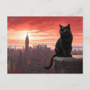 Cat Kijk naar beneden naar New York City Briefkaart