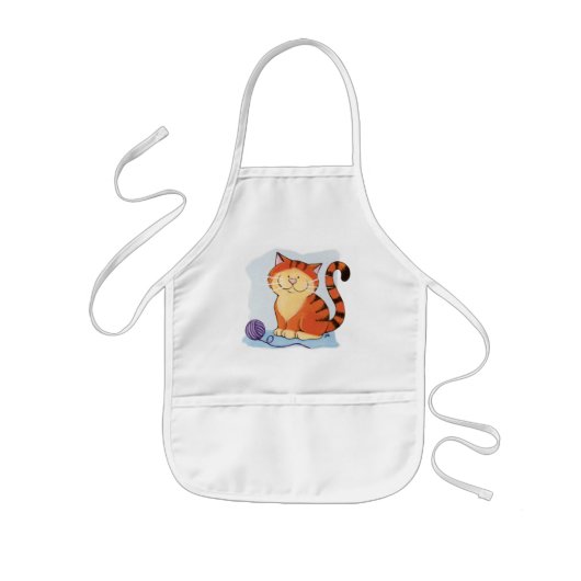 Cat Kinder Apron Cute Oranje Tabby Cat Schort (Voorkant)