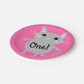 Cat Kind's Verjaardagsfeestje Roze Leuk Papieren Bordje (Gekanteld)