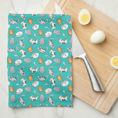 Cat Kitchen Towel (Blauwgroen) Theedoek (Quarter Fold)
