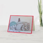 Cat Kitten Art-kerstkaart voor Cute Gray Kaart (Achterkant)