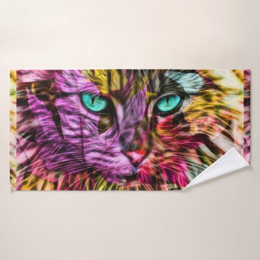 Cat Kitten Artsy Badhanddoek (Badhanddoek)