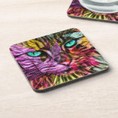 Cat Kitten Artsy Bier Onderzetter (Linkerzijde)