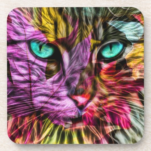 Cat Kitten Artsy Bier Onderzetter (Voorkant)