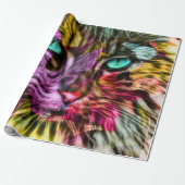 Cat Kitten Artsy Cadeaupapier (Uitgerold)